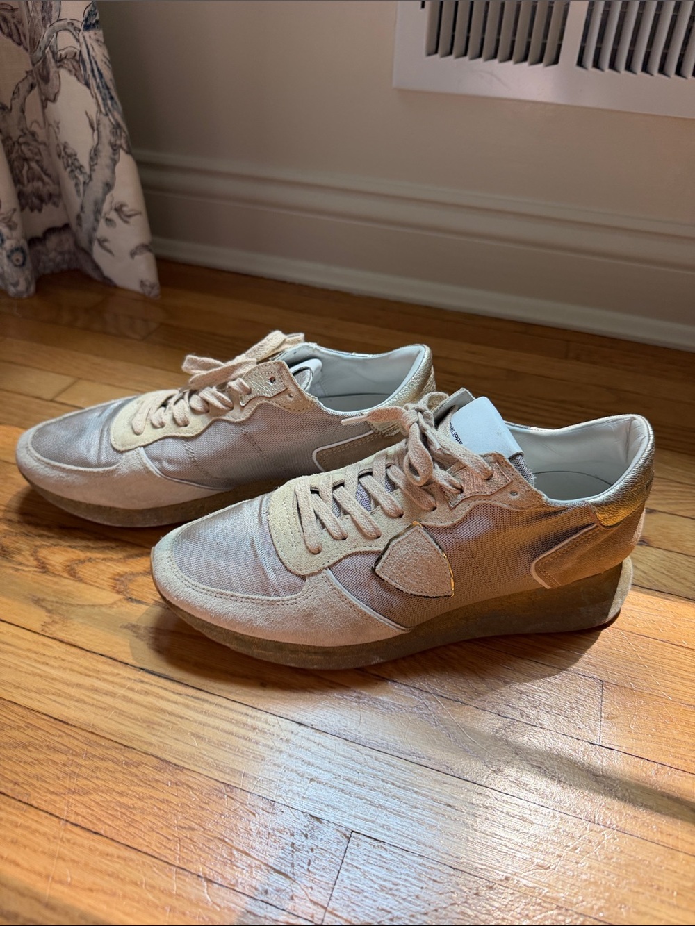Philippe Model Beige/Gold Suede & Mesh Sneakers